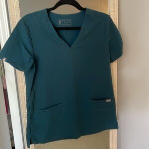 Caribbean Blue FIGS Two-Pocket Scrub Top